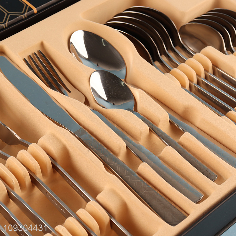 Good quality 24pcs stainless steel tableware set for home restaurant