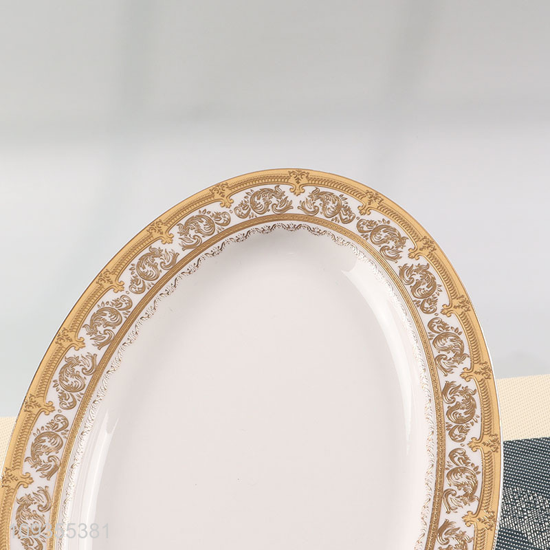 Low price 10-inch oval fish plate for home restaurant
