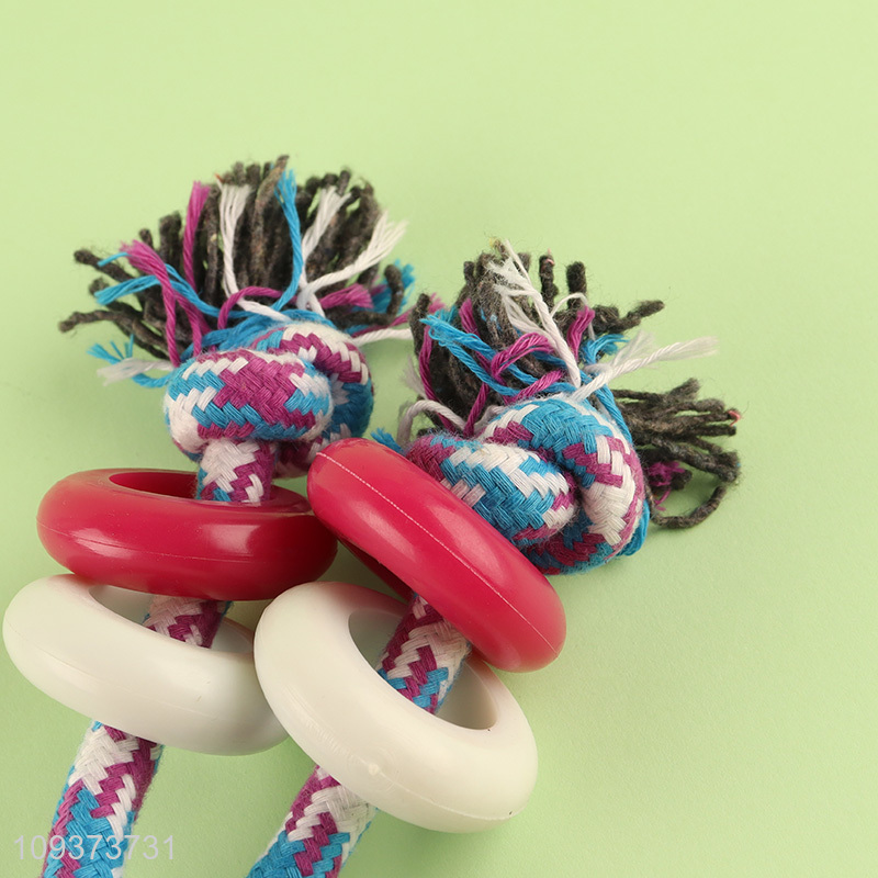 Factory price bite-resistant pet teething toys cotton rope toys