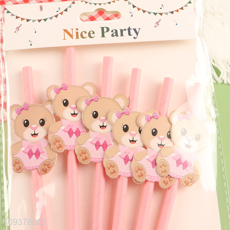 Best quality cartoon bear paper straw drinking straw