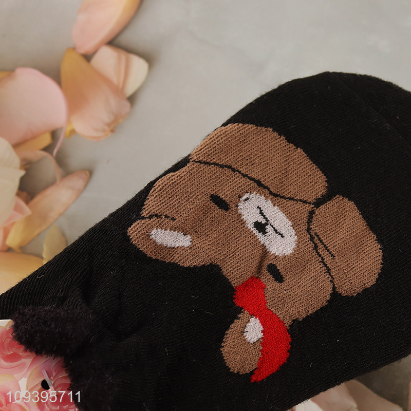 Good selling cute cartoon animal polyester liner boat socks
