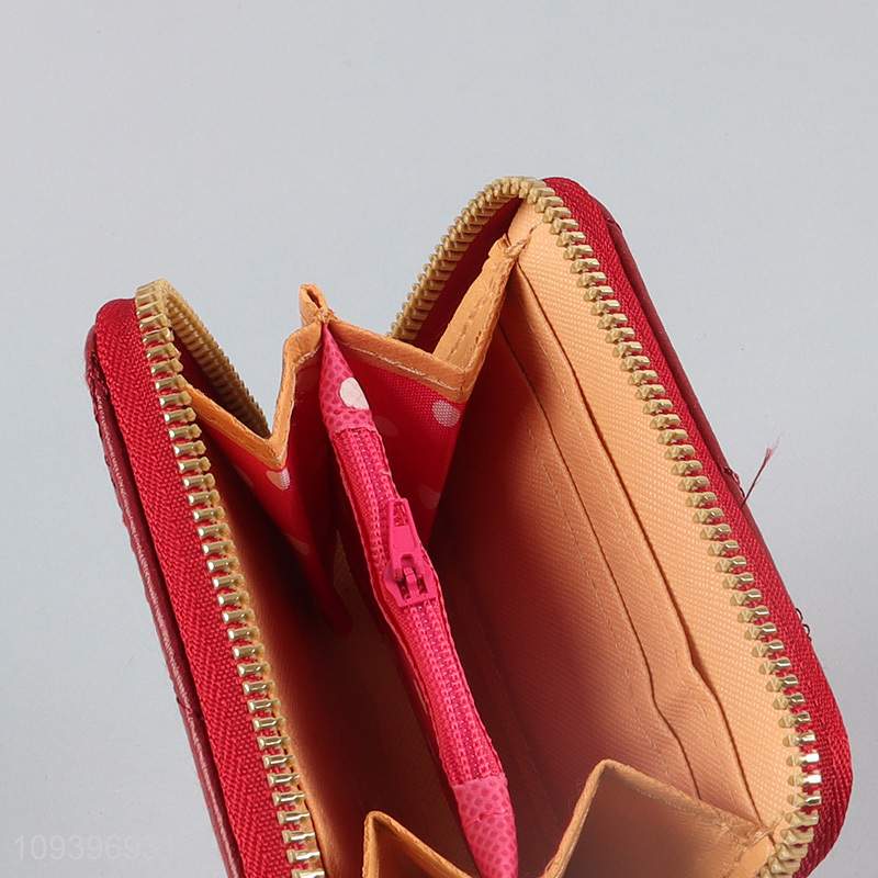 Good sale red waterproof women wallet with zipper