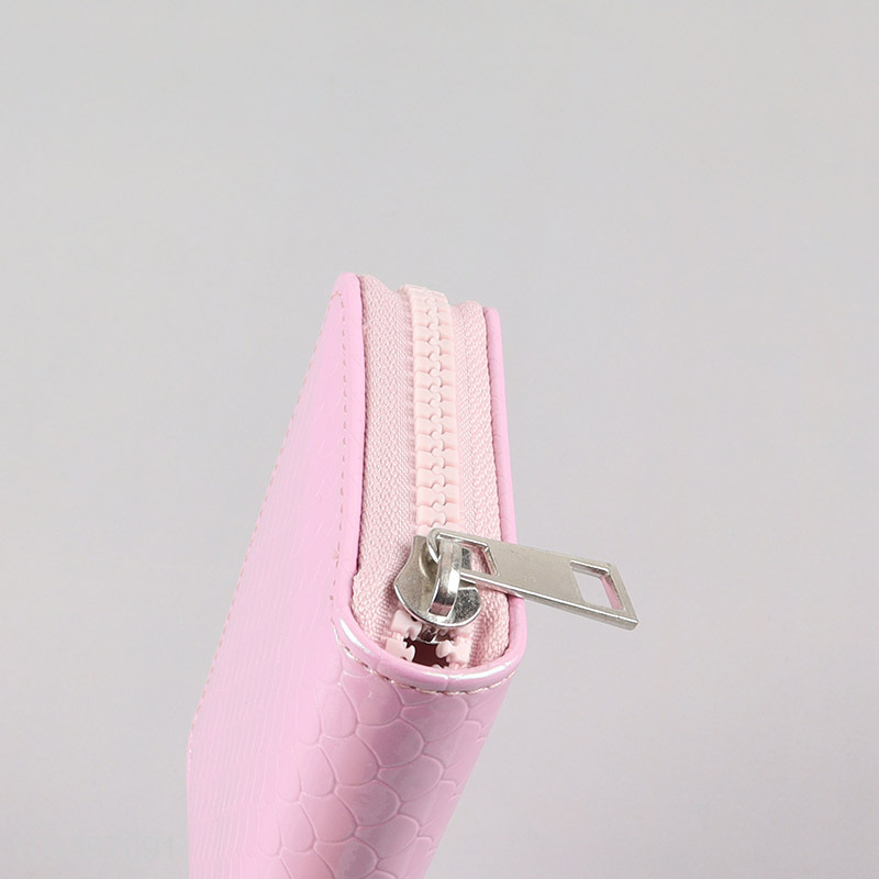 China wholesale pink cute ladies wallet with zipper