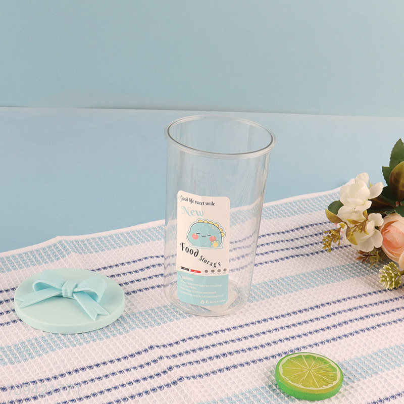 New product round sealed storage jar with bowknot lid