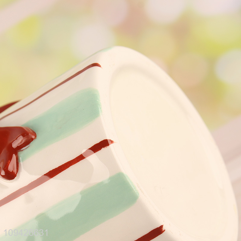 New arrival  3d bowknot striped ceramic jar