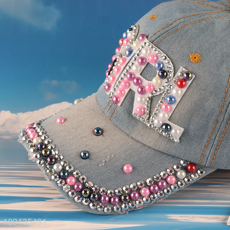 Good quality girls adjustable fashion polyester peaked cap