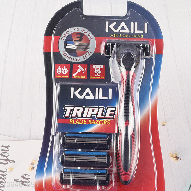 Online wholesale triple blades men razor for daily use