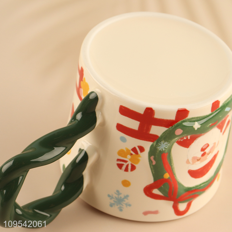 China products christmas series ceramic water cup with handle
